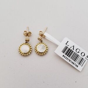 LAGOS 18K Yellow Gold White Mother of Pearl Covet Drop Earrings